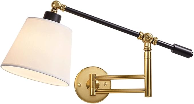 Bedside Swing Arm Wall Lamp - Adjustable, E27 Bulb, Retro Industrial Design, Decorative Lighting for Living Room