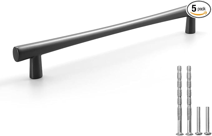 YAGU 5 Pack Black Nickel Kitchen Drawer Handles Cabinet Pulls, 7-1/2 Inch (192mm) Hole Center, Zinc Alloy Dark Gray Furniture Hardware for Dresser Closet Cupboard Vanity