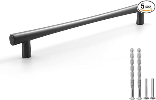 YAGU 5 Pack Black Nickel Kitchen Drawer Handles Cabinet Pulls, 7-1/2 Inch (192mm) Hole Center, Zinc Alloy Dark Gray Furniture Hardware for Dresser Closet Cupboard Vanity