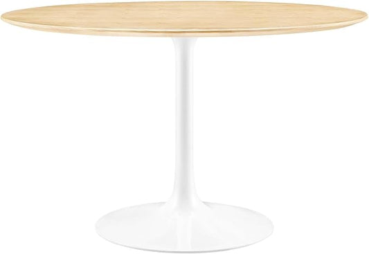 Modway Lippa Dining Table, 48", White Natural