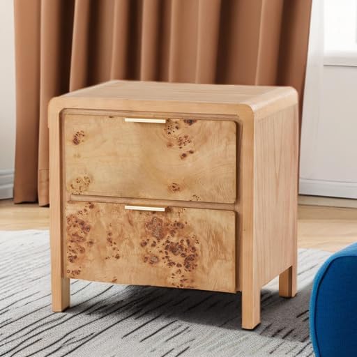 COZAYH Fully Assembled Farmhouse Nightstand with Drawer, Distressed Wood Retro Accent Bedside Table, Small Nightstand Organizer, Mid Century Modern End Table for Bedroom, Rustic, Burl