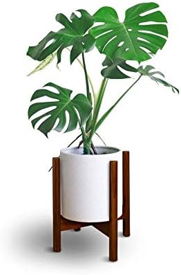 Misc Mid-Century Modern Wood Plant Display Stand Fit Up to 12" and Pot Not Included - 12" w X 16" h Brown Mid-Century Rectangular