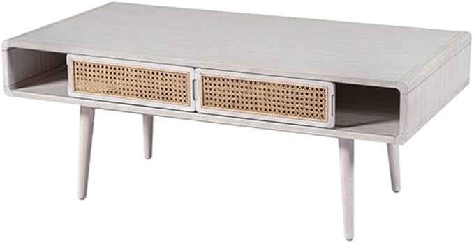 Boraam Cambria Coffee Table - Zebrano Whitewash/Natural Cane