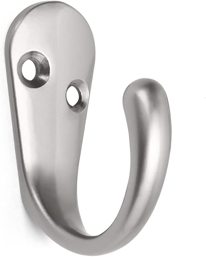 HOMOTEK 15 Pack Single Prong Coat Hooks Satin Nickel Wall Mounted Matte Rustproof Coat Hook Hardware Retro Robe Hanger for Coat,Towel, Scarf, Hat, Bag, Key, Shoes