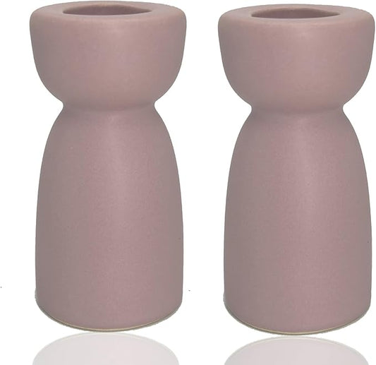 Candlestick Holders, Ceramic Purple Taper Candle Holder Candlelight Stand Candleholder, Modern Boho Candle Holders for Desktop Table Setting Dining Bathroom Wedding Decoration,2 Pack