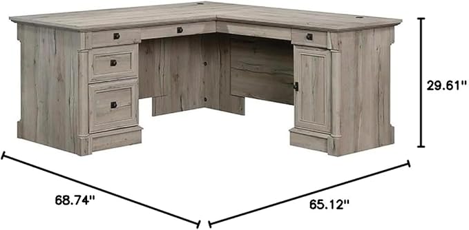 BOWERY HILL Contemporary Engineered Wood Computer Desk with File Drawer, 3 Additional Drawers, Adjustable Shelf, L-Shaped, Easy Assembly, for Home/Office, in Split Oak Finish