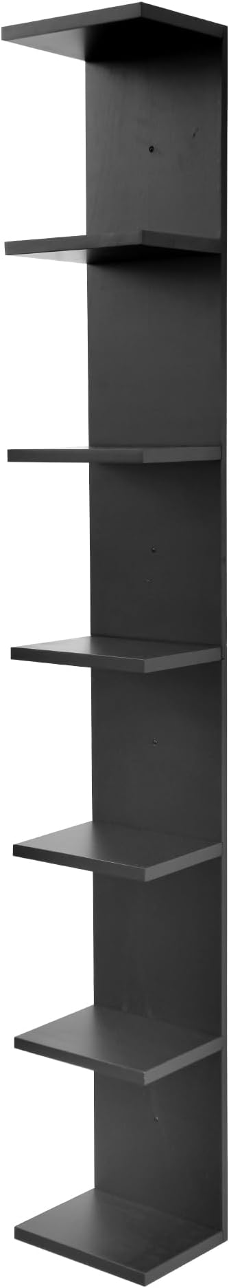 7 Tier Wall Shelf Unit,Vertical Column Floating Storage Home Decor Organizer,Black Lack Wall Shelf for Bedroom,Living Room,Office Decor(1 Pack)