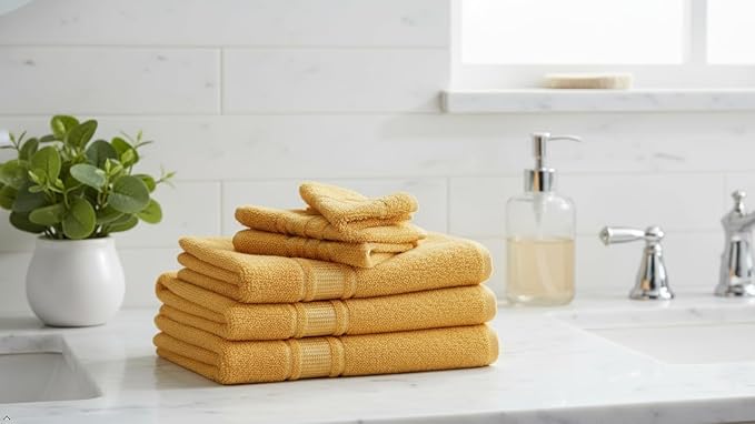 Melissa Linen, 4-Piece Washcloth, 100% Cotton Towels for Bathroom, 12 in x 12 in, Absorbent, Quick Dry, Durable and Soft, Baby Wash Cloths, Wash Rags for Kitchen, Honey Yellow