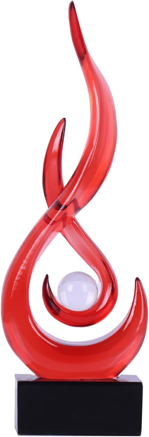 Modern Abstract Art Table Decoration,Resin Flame Statue Modern Red Centerpiece Ornaments for Living Room Great Gift Idea Home Decor,Collectibles