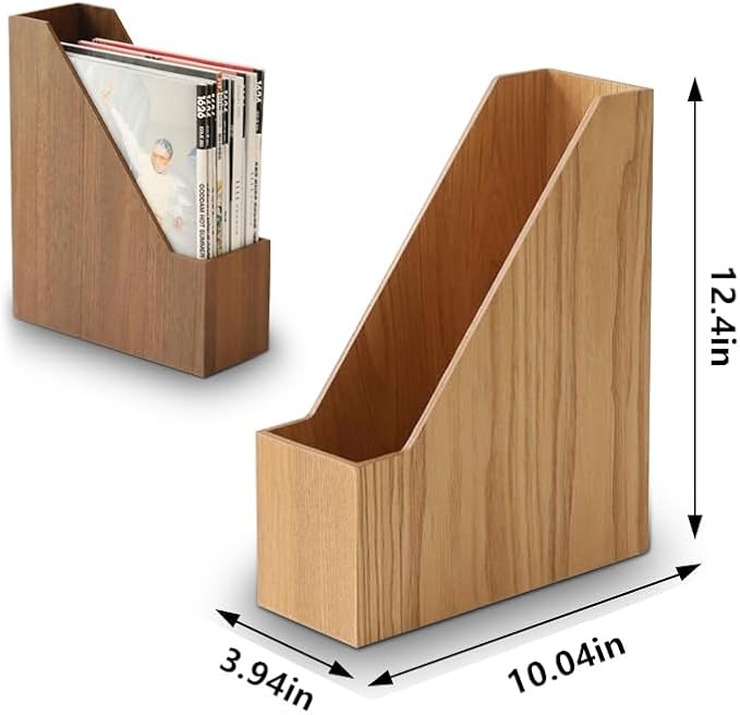 Natural Wooden Bookshelf for Home & Office - Sturdy High-Capacity Storage Shelf with Soft Natural Wooden Grain, Durable Modern Design (Dark Wood)