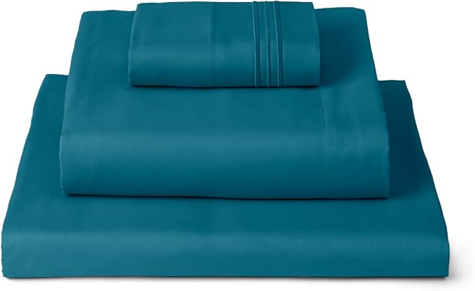 Mellanni Twin XL Sheets Set - 3 PC Iconic Collection Bedding - Hotel Luxury, Extra Soft, Cooling Bed Sheets - Wrinkle, Fade, Stain Resistant (Twin Extra Long, Teal)