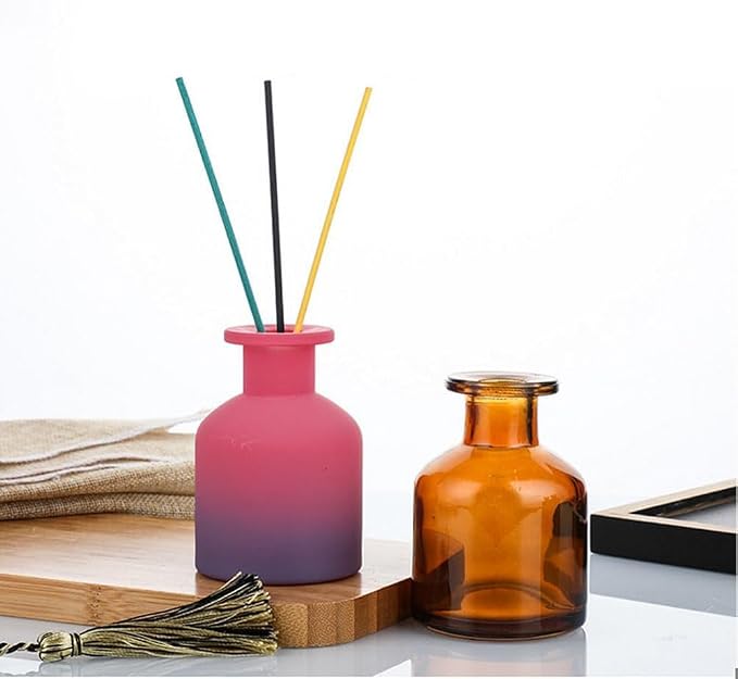 Empty Glass Diffuser Bottles Refillable Glass Container Jar 150ml / 5oz Fragrance Accessories DIY Replacement Diffuser Bottle for Essential Oils Reed Sticks Crafts Spa Home Decoration (Amber)