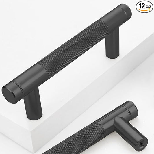 12 Pack 3 Inch 76 mm Black Barrel Cabinet Pulls Cupboard Aluminum Handles Drawer Pull Cabinet Handles Cabinet Handles (12 Pack, Black, 3 Inch)