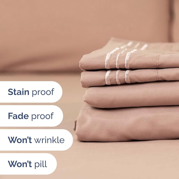 Flex Top Split Head King 4 Piece Sheet Set - Ultra-Soft, Breathable & Cooling Bed Sheets Set - Hotel Luxury Bedding for Women & Men with Deep Pockets - Wrinkle Free & Fade Resistant - Oeko-Tex - Mauve