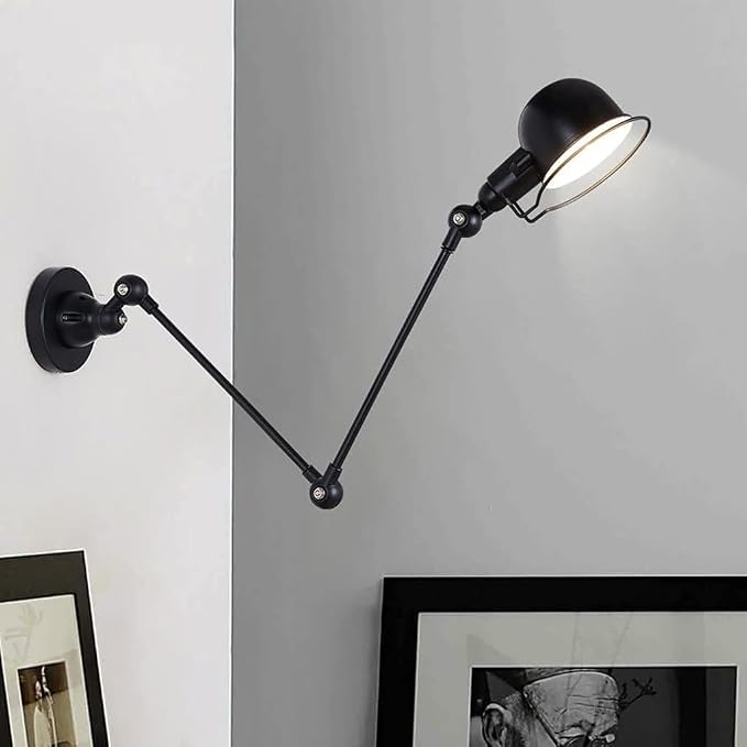 Swing Arm Wall Lamp, The Long of The Glass Light Iron Industrial Creative Telescopic Bedroom Retro Nostalgic