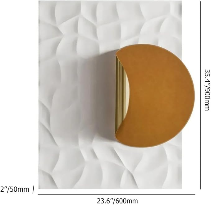 homary Large Modern Metal Wall Art, 3D Geometric Gold Abstract Rectangle Wall Sculpture, Contemporary Wall Hanging Decor for Living Room, Bedroom, Office, Entryway (White & Orange)