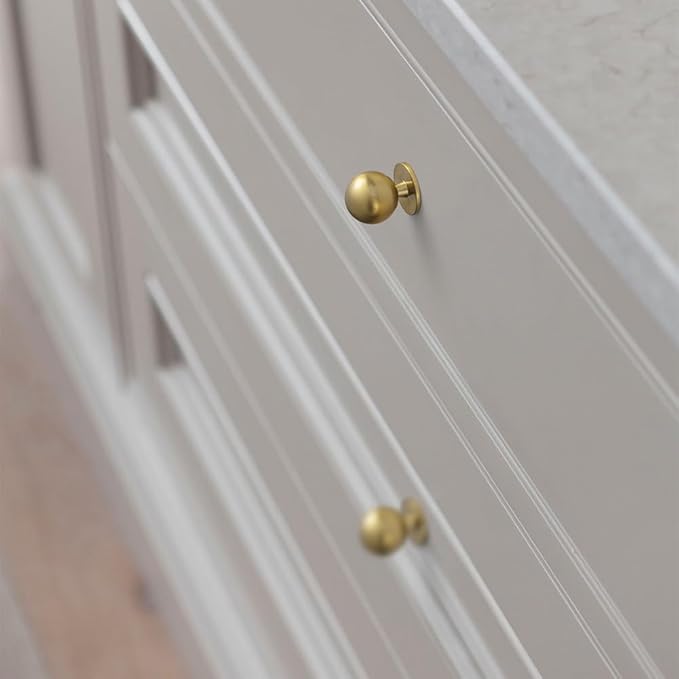 Set of 12 -Sleek Round Brushed Gold Cabinet Knobs - Modern and Minimalist Hardware for Stylish Home Enhancement - 1 Inch Diameter