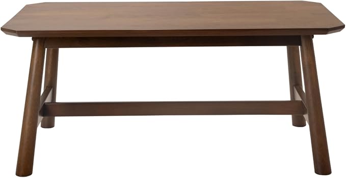 CIMOTA Walnut Wood Coffee Table, Mid-Century Modern Rectangular Center Table, Solid Wooden Tea Table for Living Room, Retro Dark Brown Finish, 35.5" x 20"