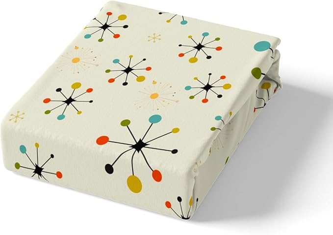 Erosebridal Modern Mid Century Bed Set Retro Atomic Duvet Cover, Rainbow Grid Bedding Set King Vintage Fifties 1950s Comforter Cover, Aesthetic Abstract Art Bed Cover Beige 3pcs (Zipper Closure)