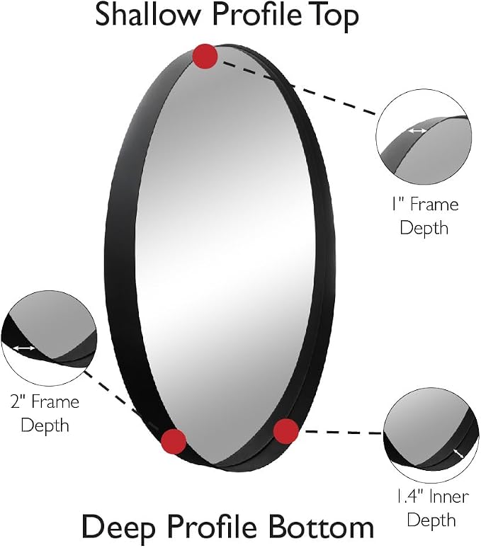 Design House 36-Inch Violette Wall Mirror – Round Mirror with Black Iron Metal Frame – Midcentury Modern Design for Entryway, Vanity, Living Room, Bathroom, 589887