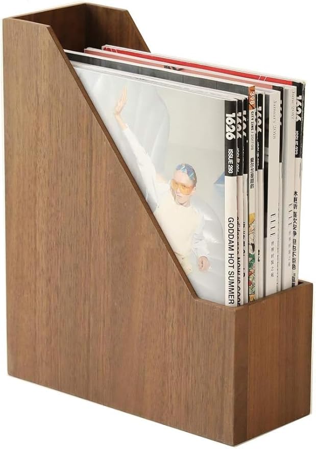 Natural Wooden Bookshelf for Home & Office - Sturdy High-Capacity Storage Shelf with Soft Natural Wooden Grain, Durable Modern Design (Dark Wood)