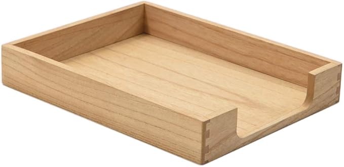 KIRIGEN Wood Letter Tray, Single-Tier Front-Load Desktop Paper Organizer, Wooden Document Tray for Letter and A4 Paper, File Folder, Mail, Home Office Desk, 13.77 x 10.62 x 2.16 Inch, TP-NA