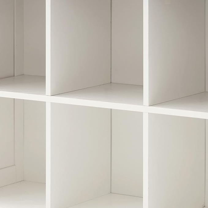 8 Cube Storage Organizer, 2 Tier Book Shelf with Led Lights, Farmhouse Book Shelves for Living Room, Horizontal Toy Storage Bookshelf, Wood Display Bookcase Cabinet for Bedroom, Office, White
