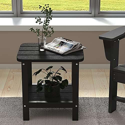 SERWALL Double Adirondack Side Set of 2, Table Rectangular End Table, Black