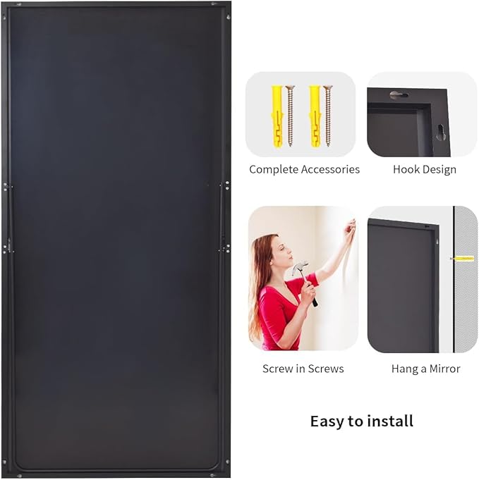 Koonmi 78"x35" Floor Mirror Full Length, Bedroom Floor Body Mirror with Stand, Large Black Mirror, Leaning, Standing or Hanging Horizontally/Vertically
