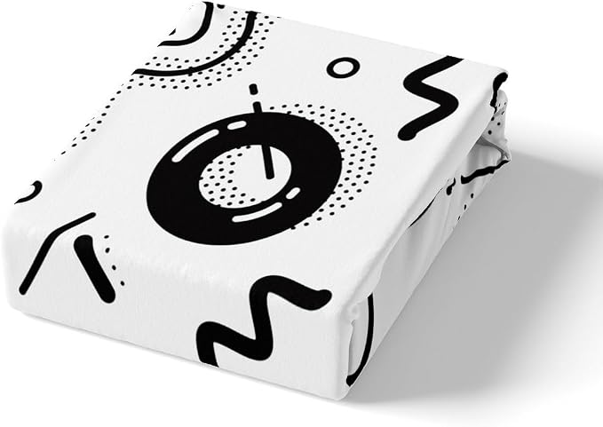 Manfei Memphis Duvet Cover Set Full Size, Retro 80s 90s Fashion Style Comforter Cover with 2 Pillowcases, Geometric Black White Bedding Set 3pcs for Kids Boys Lightweight Bedspread Cover,No Comforter