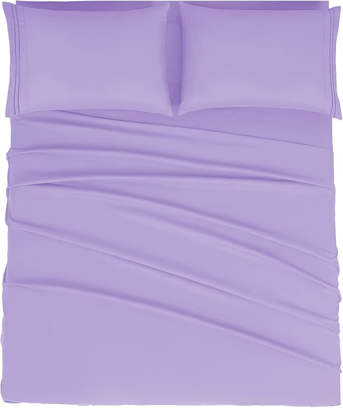 Mejoroom California King Size Sheet Set - Soft Microfiber Bed Sheets,Deep Pocket Fitted Sheet, Breathable, Wrinkle & Fade Resistant - 4 Piece (California King, Violet)