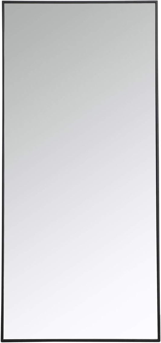 Elegant Decor Eternity 60" x 30" Contemporary Metal Frame Mirror in Black