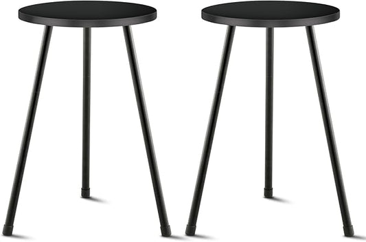 Black Tall Plant Stand Indoor Set of 2, Mid Century Wood Plant Table for Flower Pots, Metal Plant Holder, Modern Home Decor Small Round Side End Table (11.8"x20")