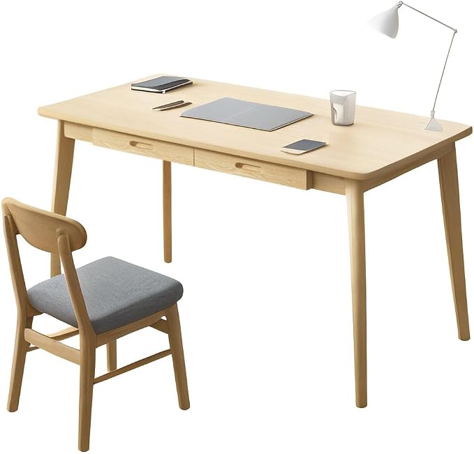 DELLMAO Writing Computer Desk Office Desk Computer Table Study Writing Desk with 2 Drawers for Home Office Modern Furniture