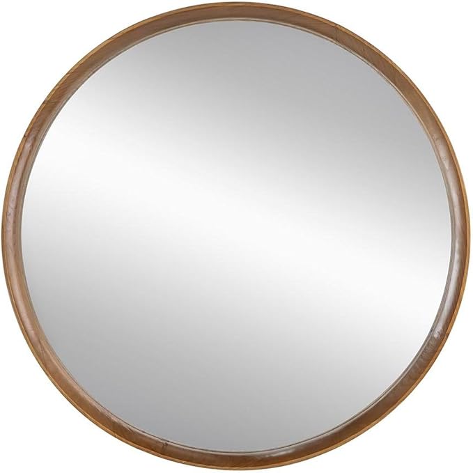HomeRoots 32" Brown Round Framed Accent Mirror