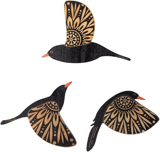 NOIAFZY 3Pcs Vintage-Style Wooden Flying Birds Wall Art Set for Home Decor Bedroom Holiday Decorations