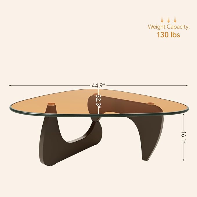 Coffee Tables Glass Small Farmhouse Coffee Table Mid-Century Modern Wood Center Table for Living Room, Black Brown, 45 Inch
