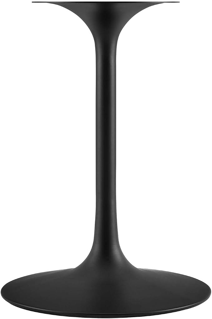Modway Lippa Mid-Century Modern 28" Round Artificial Marble Dining Table in Black White