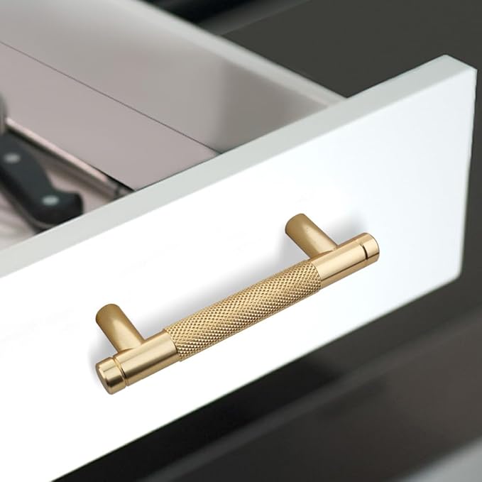 12 Pack 3 Inch 76 mm Gold Barrel Cabinet Pulls Cupboard Aluminum Handles Drawer Pull Cabinet Handles Cabinet Handles (12 Pack, Gold, 3 Inch)