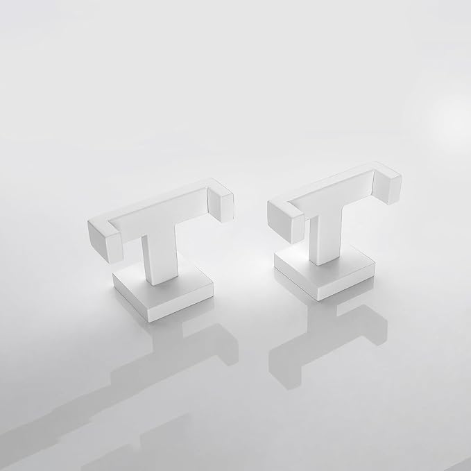 GERZWY Stainless Steel Double Towel Hook Heavy Duty Wall Mounted Robe Coat Hook for Bathroom 2 Pack, White