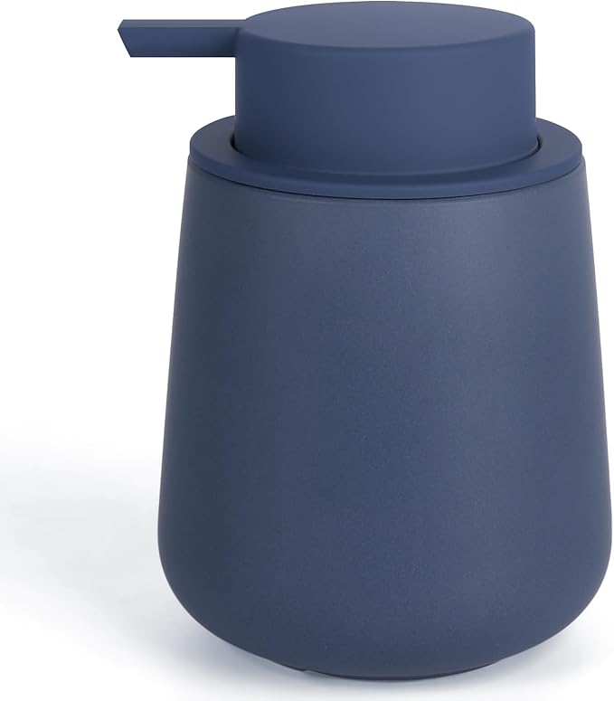 Bosilunlife Soap Dispenser Bathroom - Blue Ceramic Soap Dispenser Lotion Hand Pump Dish Soap Bottle for Kitchen 12oz Refillable Liquid Hand Wash Dispenser for Bathroom