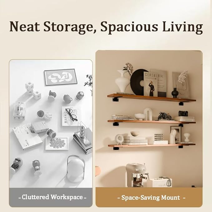 Rustic Wood Floating Shelves Set of 3, 60Inches Wood Rustic Farmhouse Wall Shelves, Easy-to-Install Hanging Shelves for Living Room, Kitchen, and Bathroom, 150bs Capacity. (Brown, 3T60IN)