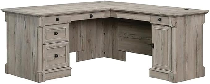 BOWERY HILL Contemporary Engineered Wood Computer Desk with File Drawer, 3 Additional Drawers, Adjustable Shelf, L-Shaped, Easy Assembly, for Home/Office, in Split Oak Finish