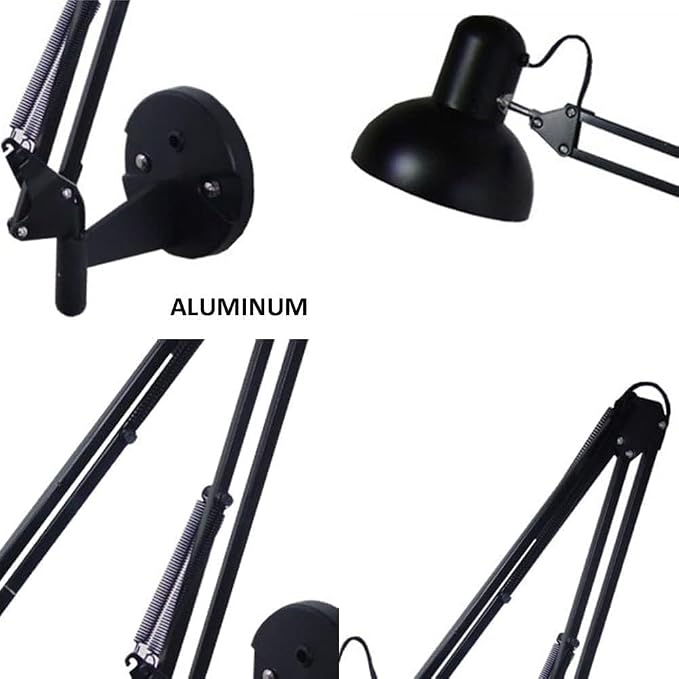 Adjustable Long Arm Wall Sconces Lamp Black Industrial Swing Arm Wall Light Aluminum Double-arms Folding Architect Work Wall Mount Lighting for Bedroom Reading Living Room Office Hallway