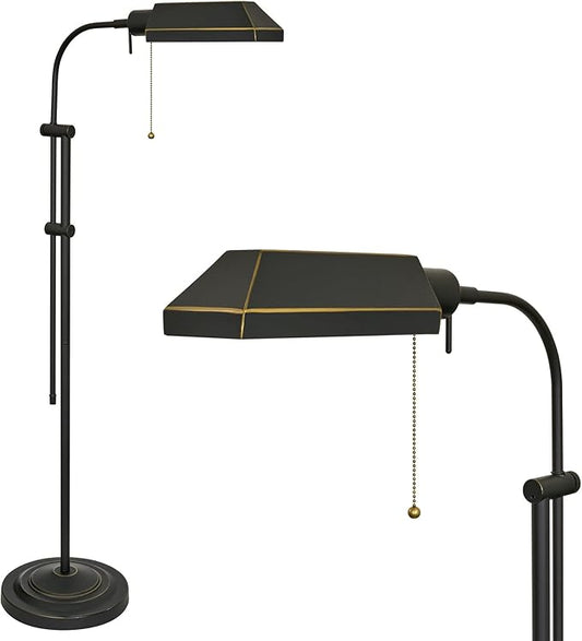 Kira Home Prescott 58" Vintage Adjustable Pharmacy Floor Lamp with 6W LED, Bronze Mid Century Modern Standing Reading Light with Telescoping Pole, Dark Bronze Finish