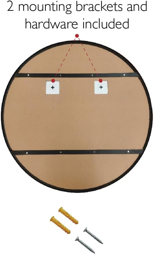 Design House 36-Inch Violette Wall Mirror – Round Mirror with Black Iron Metal Frame – Midcentury Modern Design for Entryway, Vanity, Living Room, Bathroom, 589887