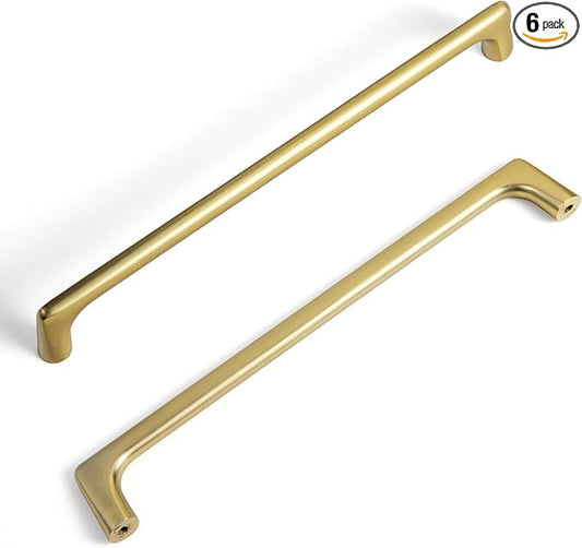 Goo-Ki Brushed Brass Cabinet Pulls with 7.6'' Hole Centers, Modern Style Zinc Alloy Cabinet Handles for Dresser,Wardrobe,Cupboard- 6 Pack