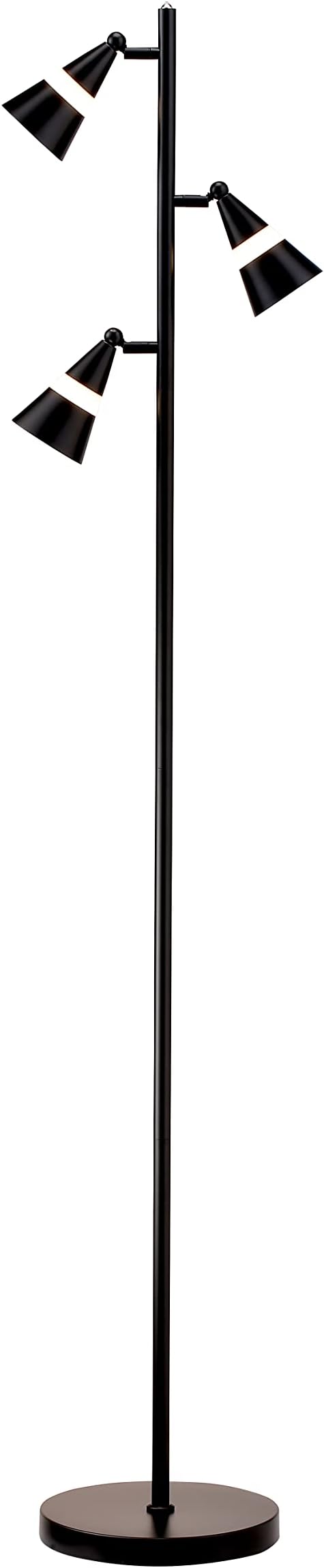 O’Bright Ash - 3-Light LED Tree Floor Lamp, Dimmable 3-Head LED, Multidirectional Standing lamp, Adjustable Multi-Shade, Swivel Cone Floor Lamp for Living Room, Bedroom, Black