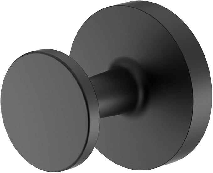 Gatco Bath Towel Hook | Retro–Modern Wall Hook for Robes, Towels, and Clothes | Gibson 5215MX, Matte Black