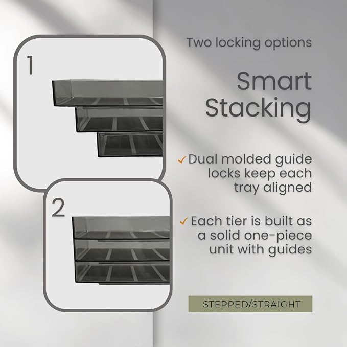 Acrimet 3 Tier Paper Organizer Letter Tray - Plastic Stackable Desk File Organizer, Front Load Paper Sorter Organizer for Letter/A4 Office File Folder Holder - Clear Gray